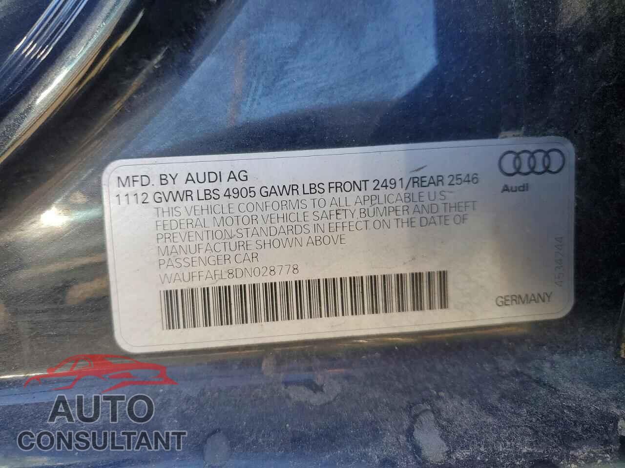 AUDI A4 2013 - WAUFFAFL8DN028778