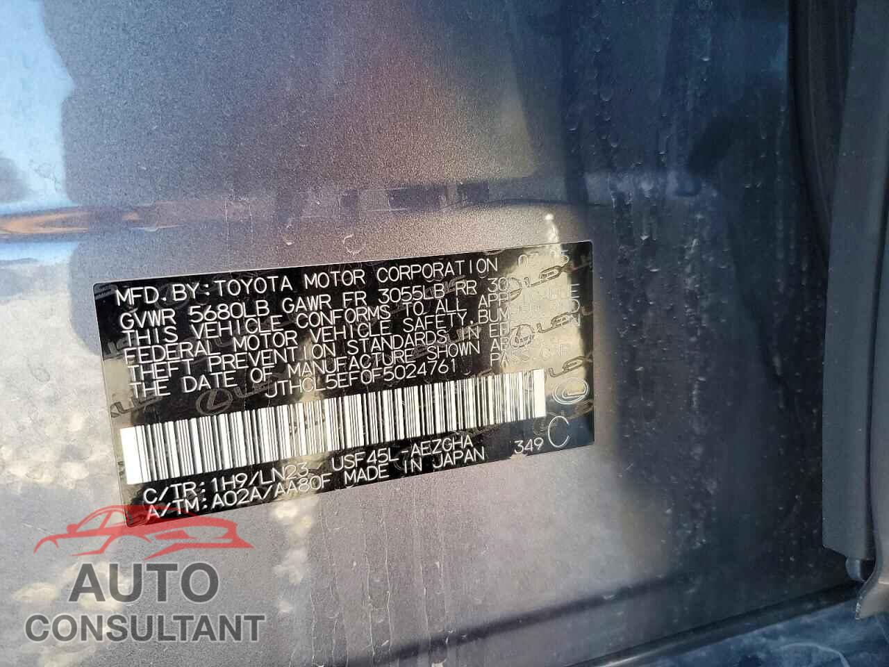 LEXUS LS 460 2015 - JTHCL5EF0F5024761