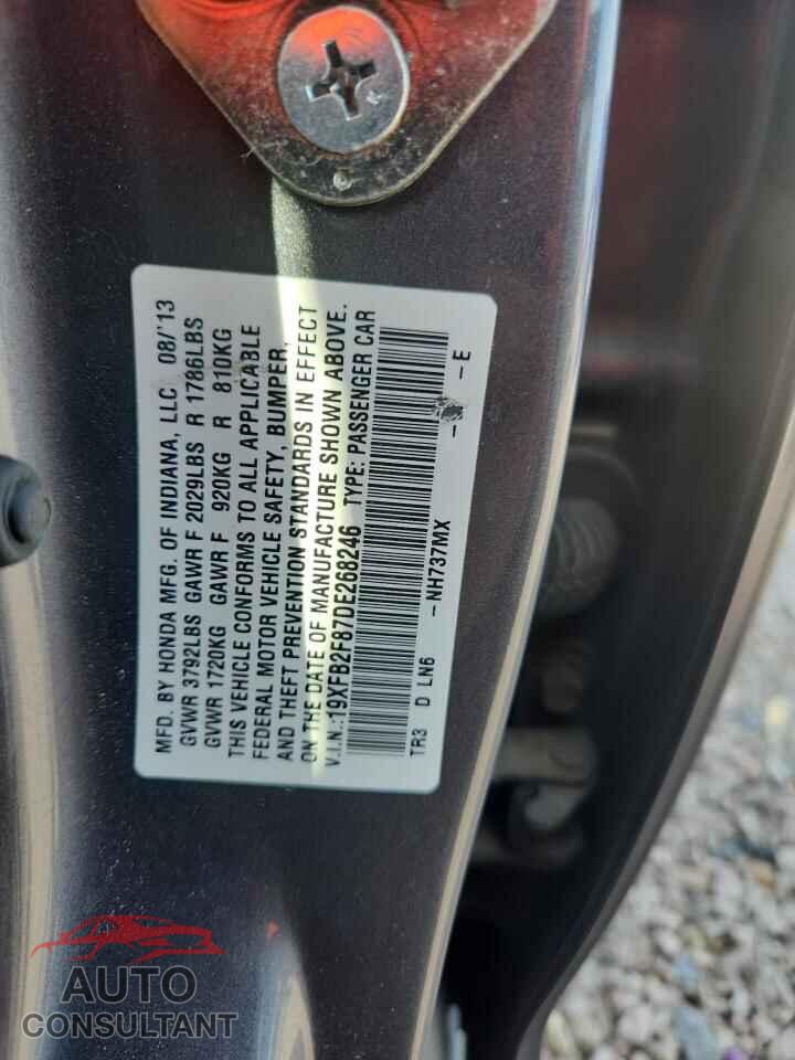 HONDA CIVIC 2013 - 19XFB2F87DE268246