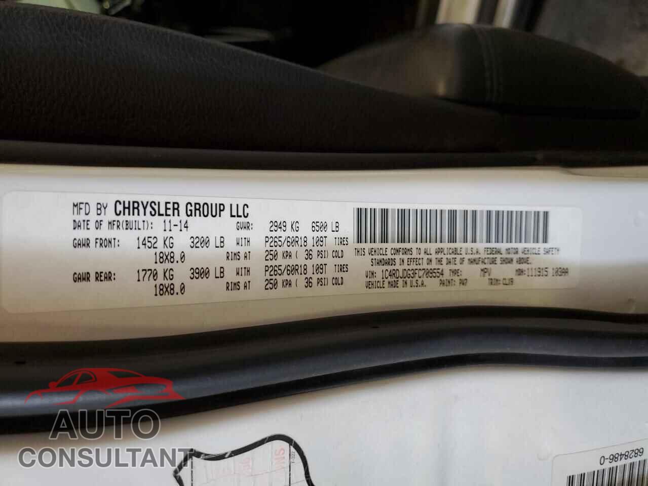 DODGE DURANGO 2015 - 1C4RDJDG3FC709554