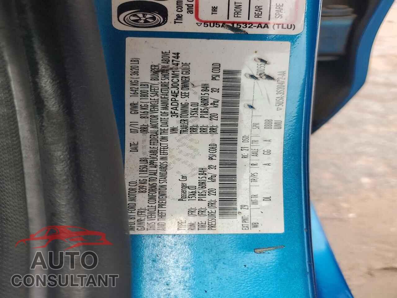 FORD FIESTA 2012 - 3FADP4EJ0CM104744