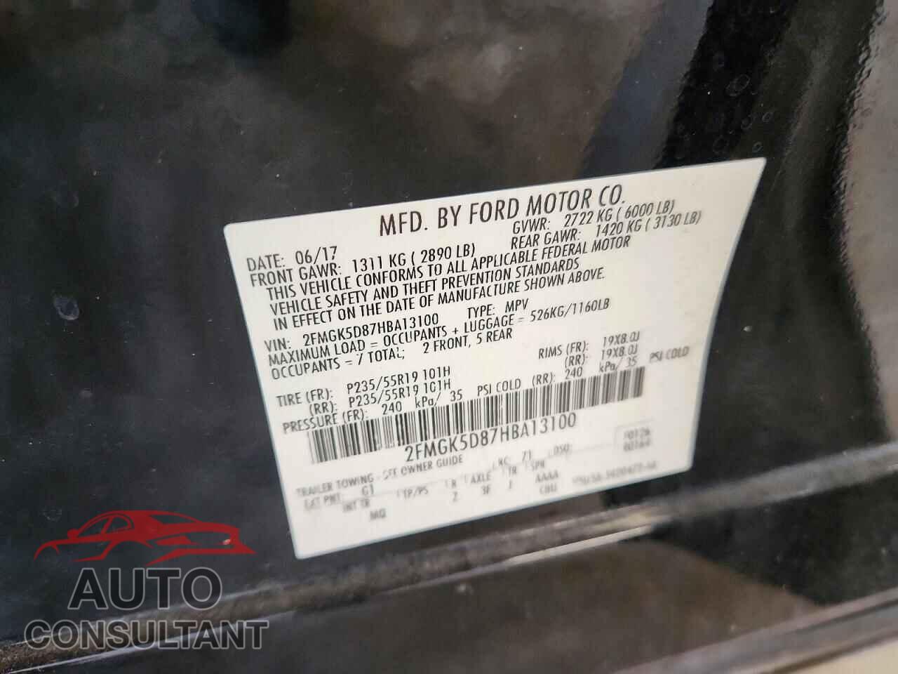 FORD FLEX 2017 - 2FMGK5D87HBA13100