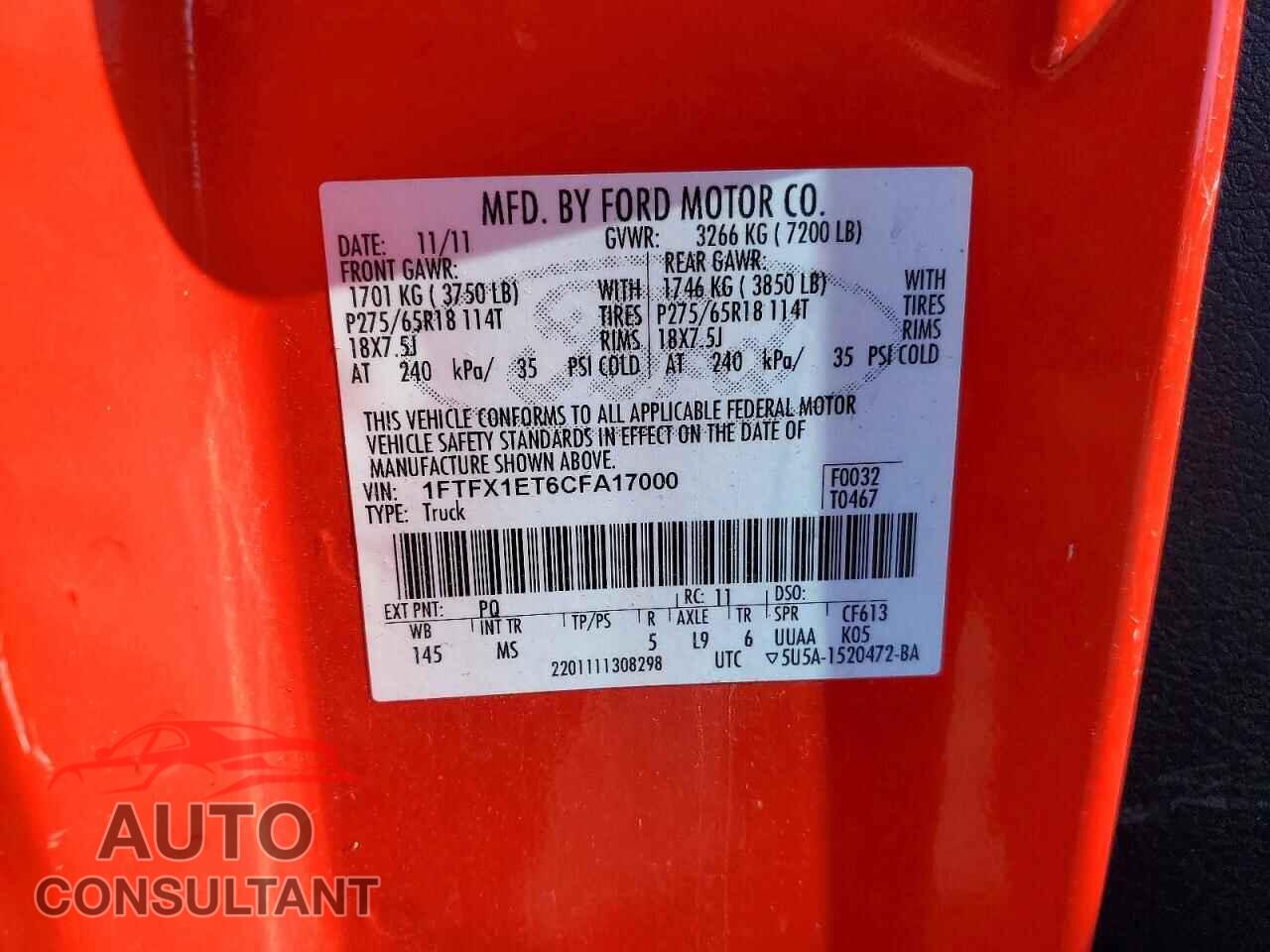 FORD F150 2012 - 1FTFX1ET6CFA17000