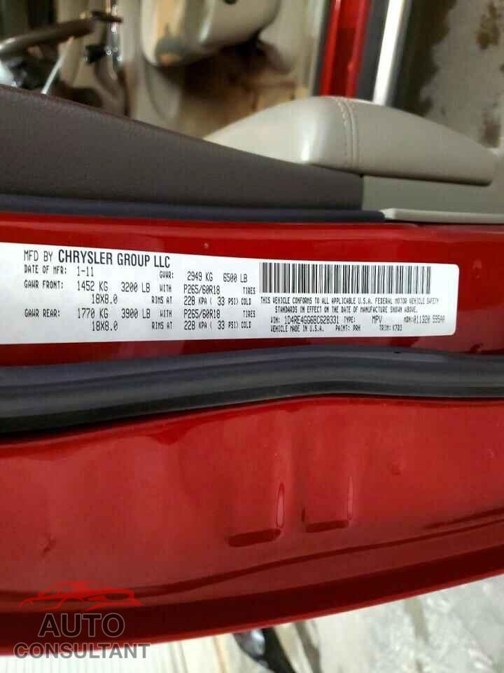 DODGE DURANGO 2011 - 1D4RE4GG6BC628331