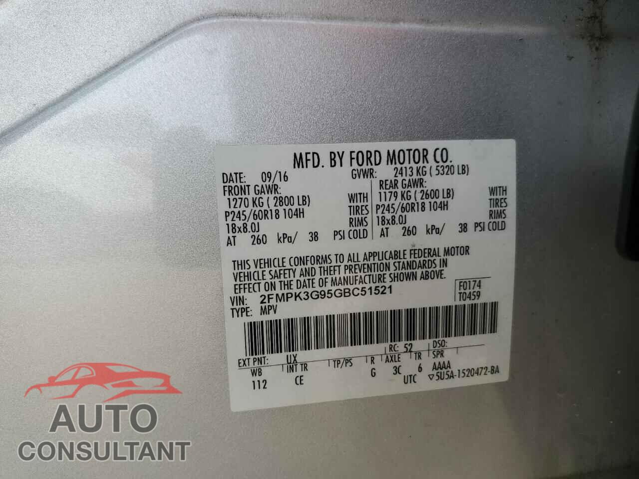 FORD EDGE 2016 - 2FMPK3G95GBC51521