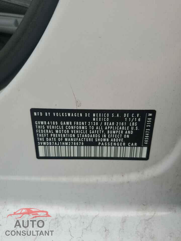 VOLKSWAGEN JETTA 2017 - 3VWDB7AJ1HM278679