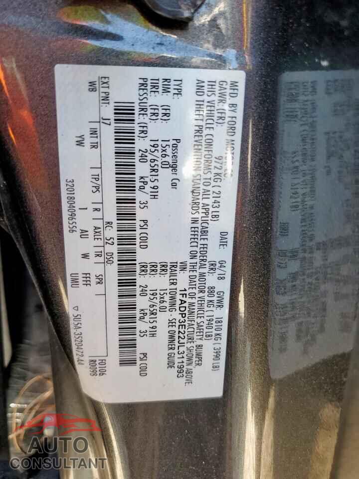 FORD FOCUS 2018 - 1FADP3E22JL311993