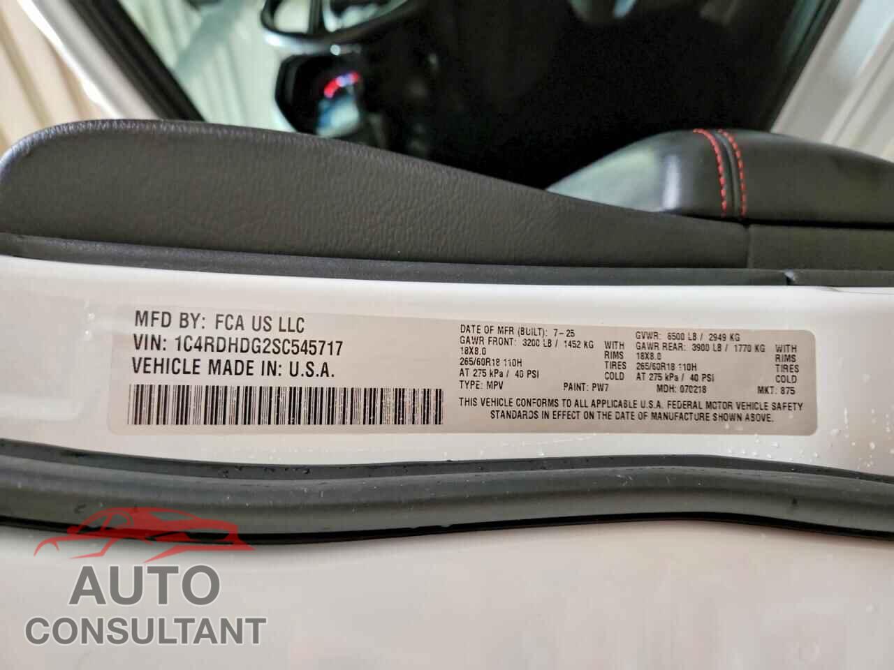 DODGE DURANGO 2025 - 1C4RDHDG2SC545717