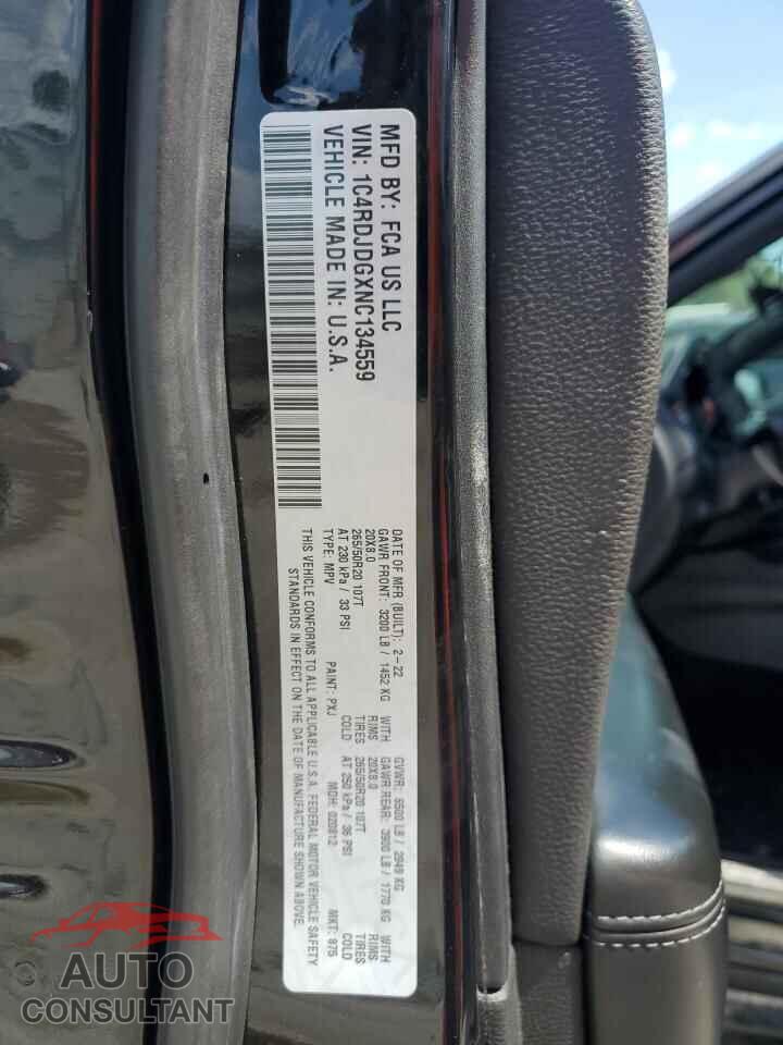 DODGE DURANGO 2022 - 1C4RDJDGXNC134559