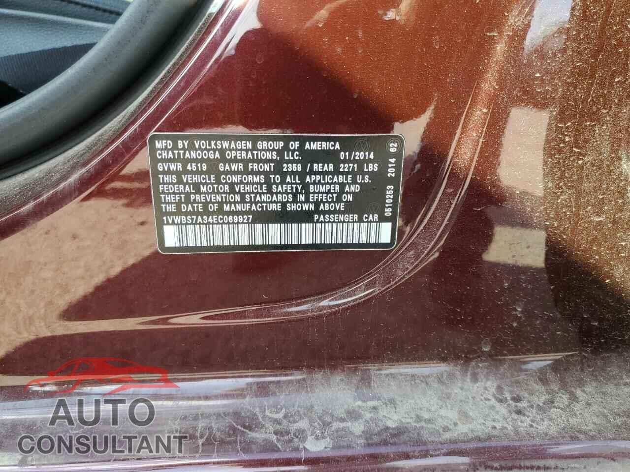 VOLKSWAGEN PASSAT 2014 - 1VWBS7A34EC069927
