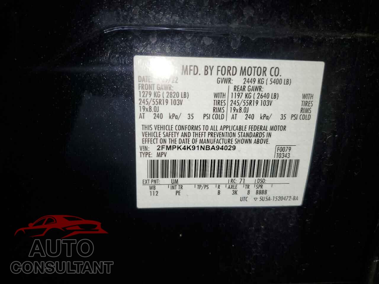 FORD EDGE 2022 - 2FMPK4K91NBA94029