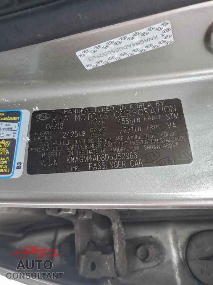 KIA OPTIMA 2013 - KNAGM4AD8D5052963
