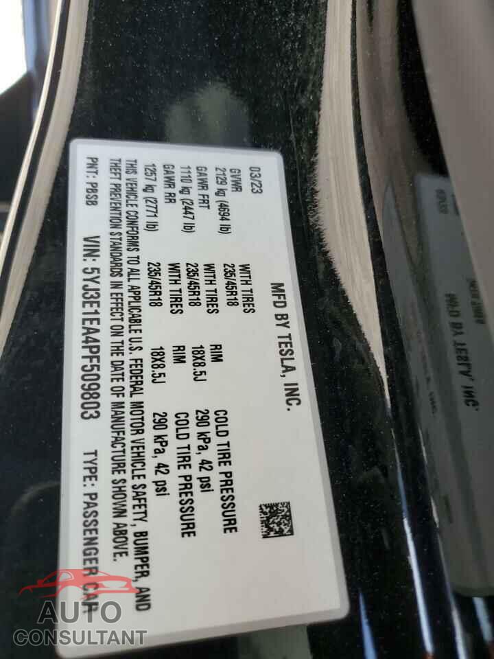 TESLA MODEL 3 2023 - 5YJ3E1EA4PF509803