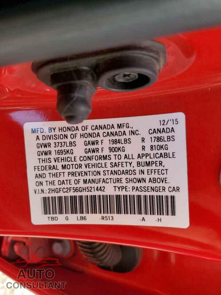 HONDA CIVIC 2016 - 2HGFC2F56GH521442