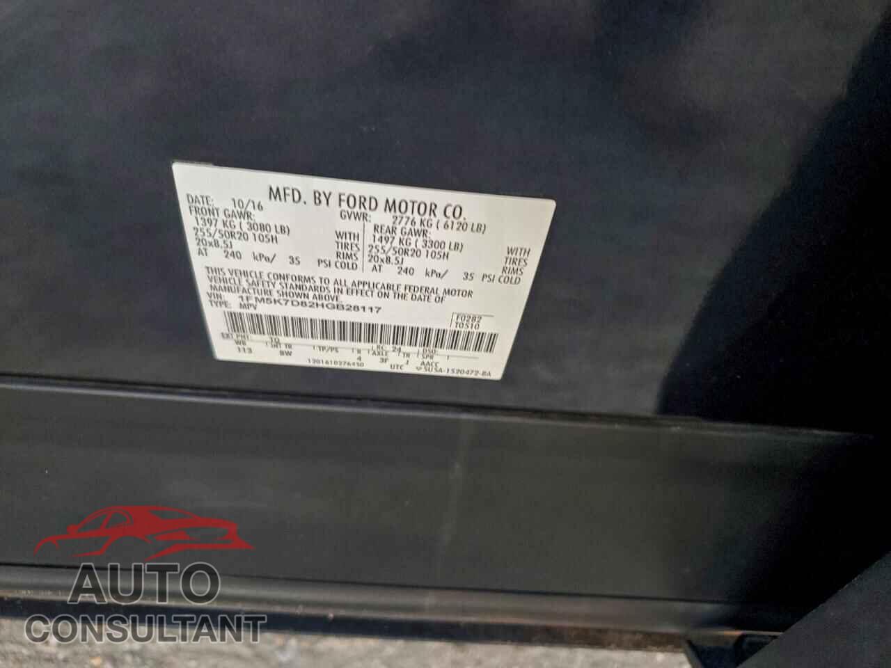 FORD EXPLORER 2017 - 1FM5K7D82HGB28117