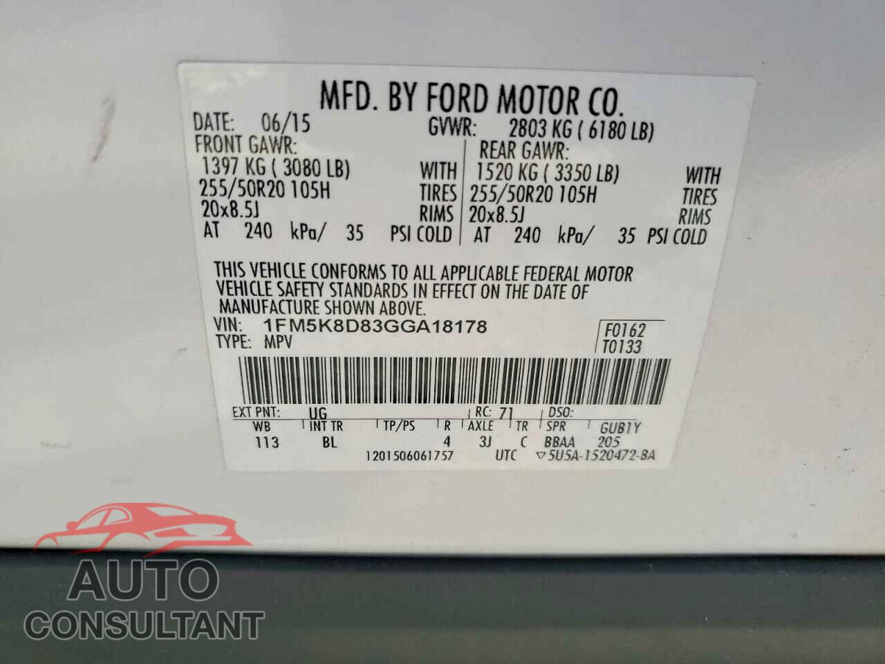 FORD EXPLORER 2016 - 1FM5K8D83GGA18178