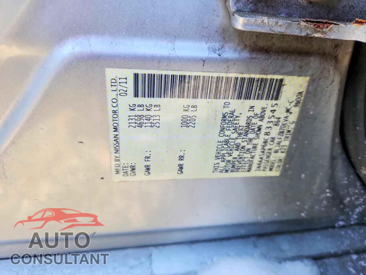 NISSAN MAXIMA 2011 - 1N4AA5AP6BC833545
