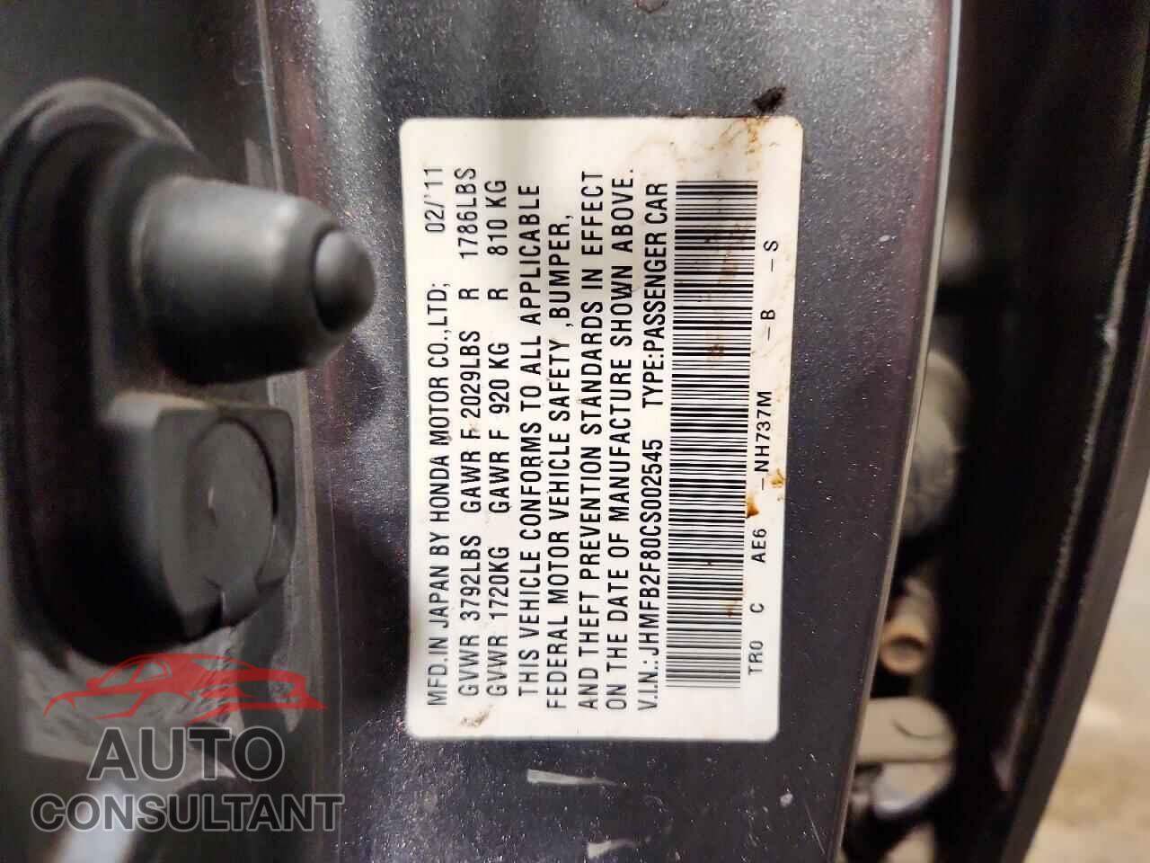 HONDA CIVIC 2012 - JHMFB2F80CS002545
