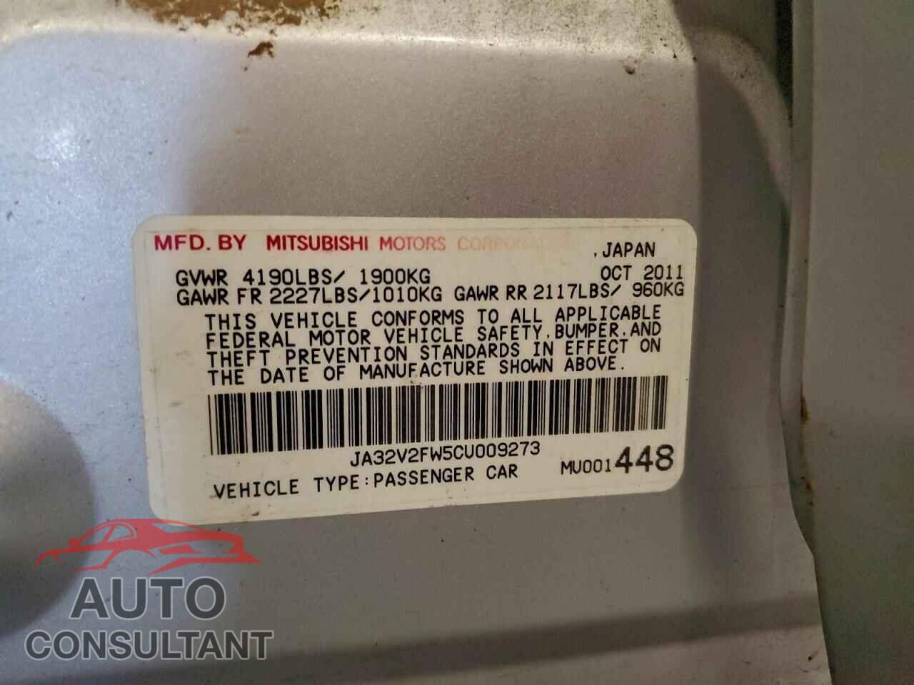 MITSUBISHI LANCER 2012 - JA32V2FW5CU009273