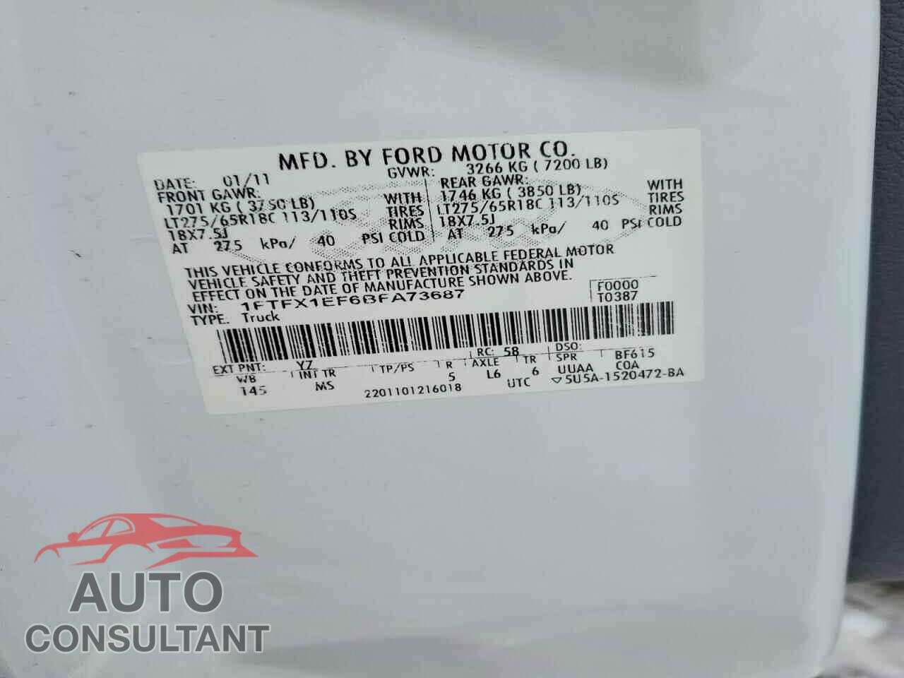 FORD F-150 2011 - 1FTFX1EF6BFA73687