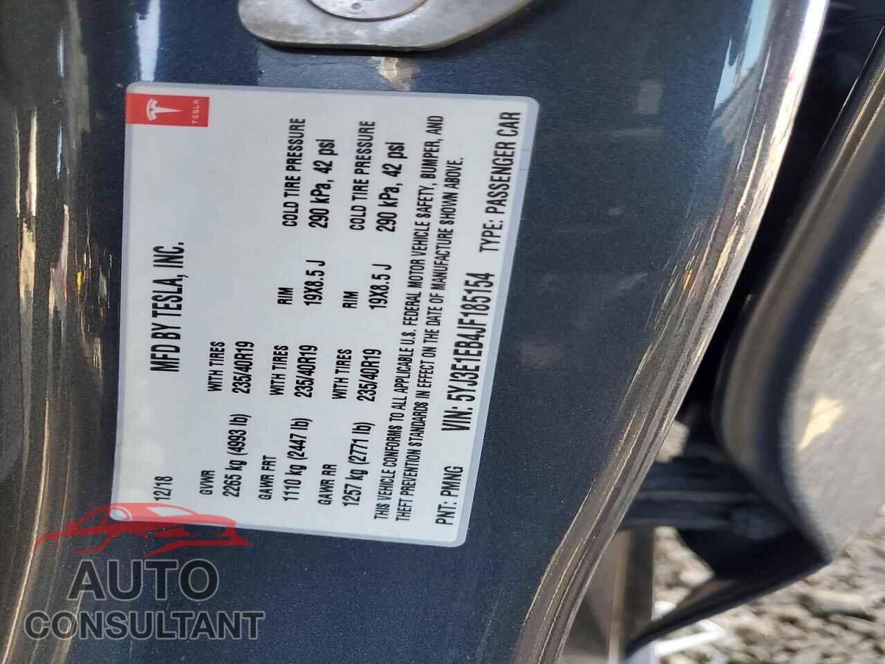 TESLA MODEL 3 2018 - 5YJ3E1EB4JF185154