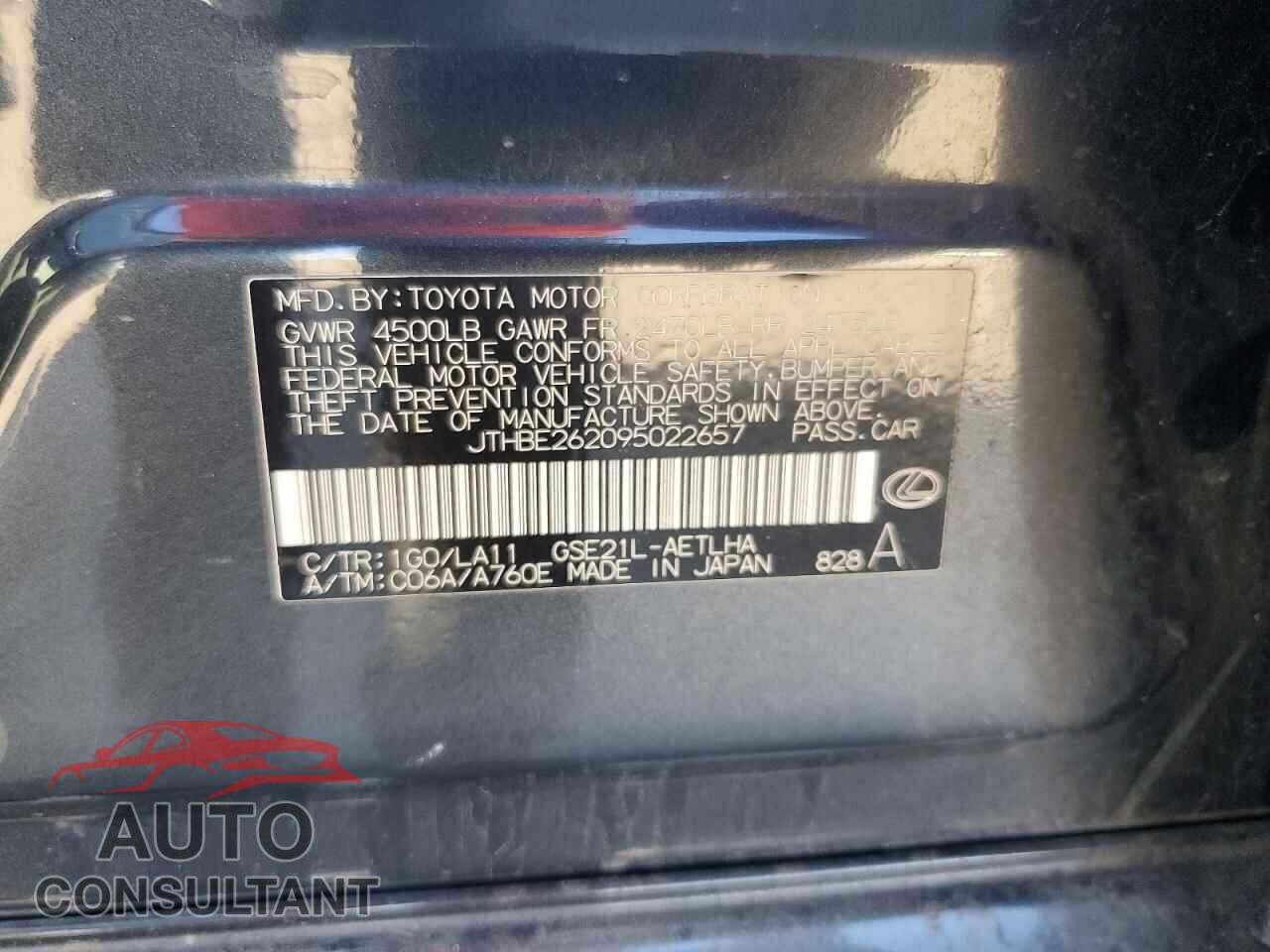 LEXUS IS 2009 - JTHBE262095022657