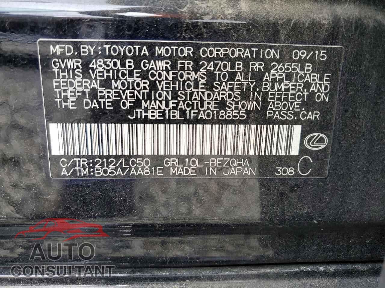 LEXUS GS350 2015 - JTHBE1BL1FA018855