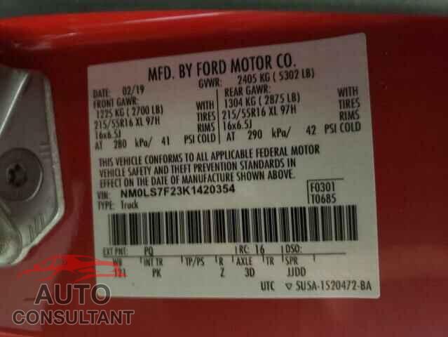 FORD TRANSIT 2019 - NM0LS7F23K1420354