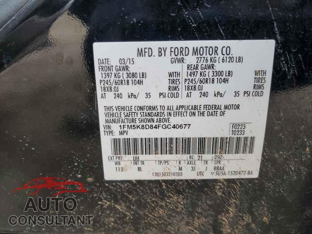 FORD EXPLORER 2015 - 1FM5K8D84FGC40677