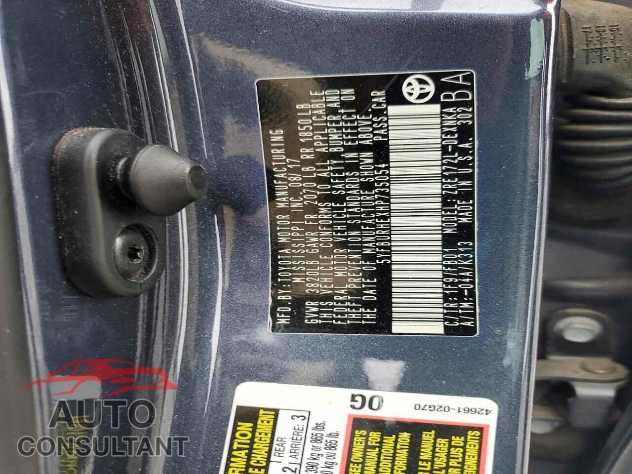 TOYOTA COROLLA 2017 - 5YFBURHEXHP735054