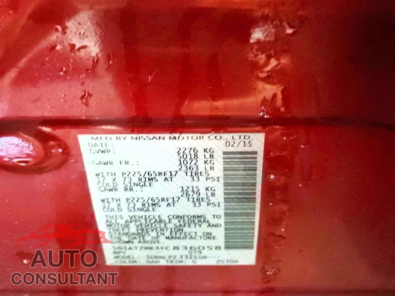 NISSAN ROGUE 2015 - 5N1AT2MK4FC836058
