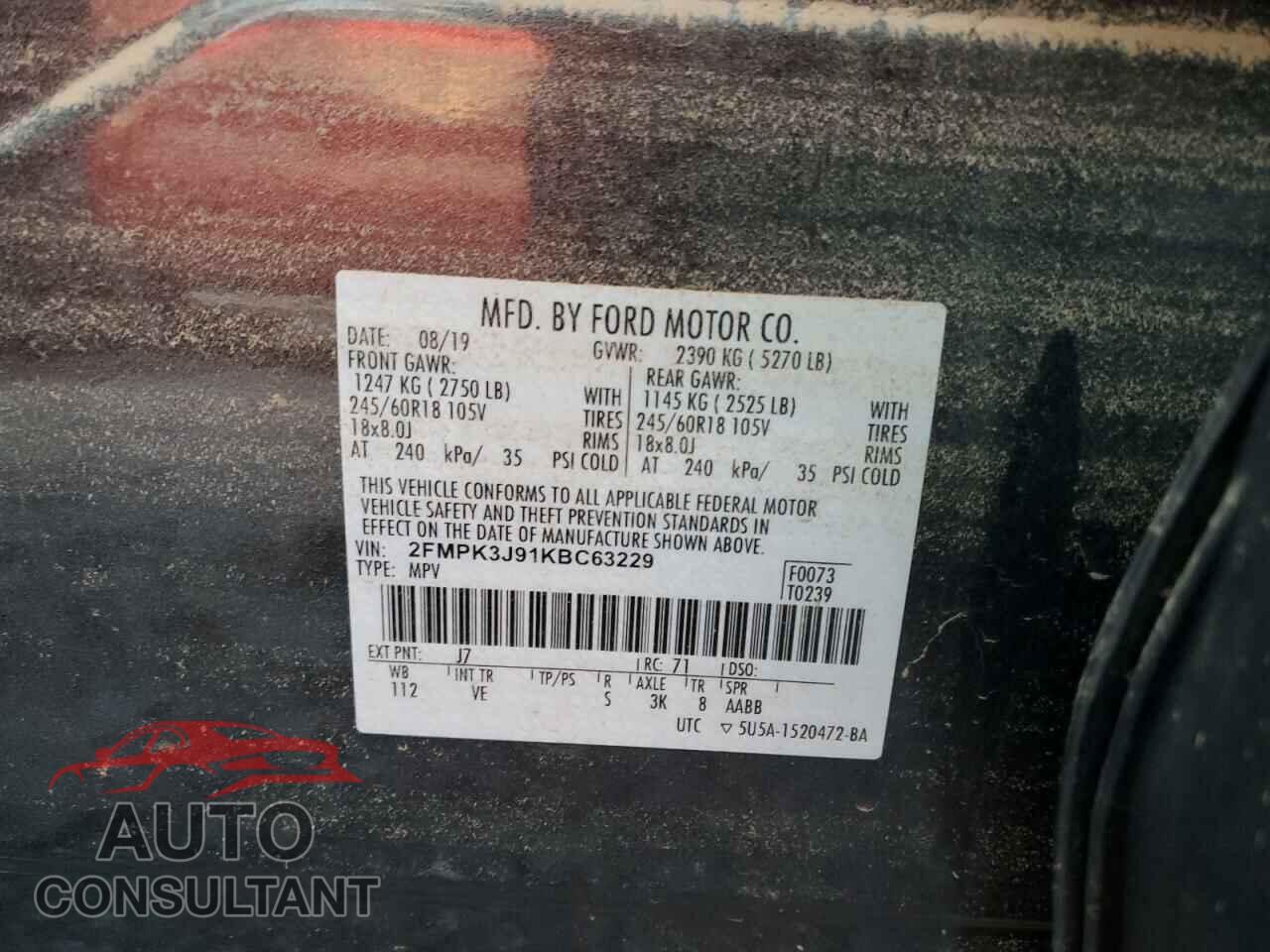 FORD EDGE 2019 - 2FMPK3J91KBC63229