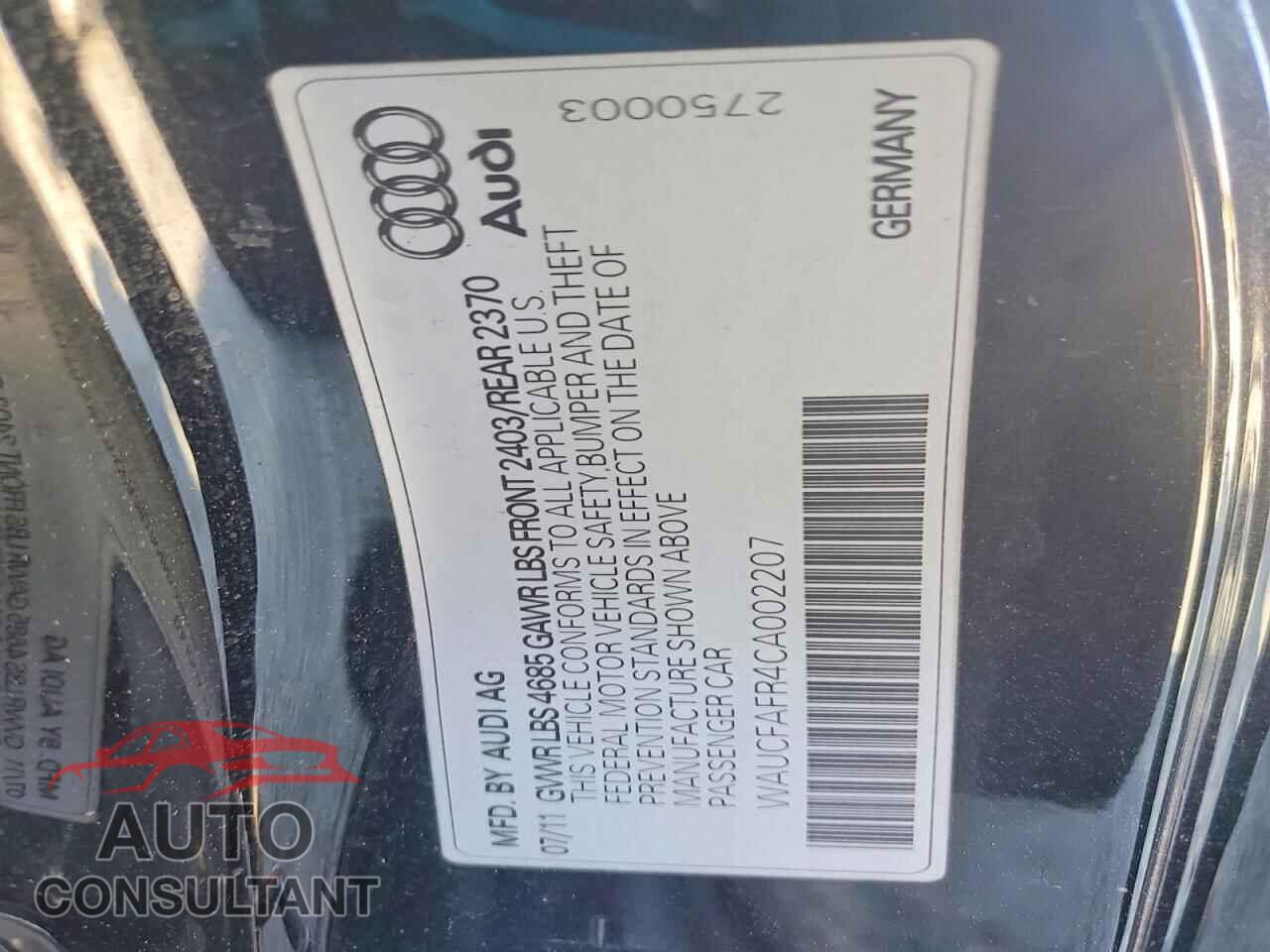 AUDI A5 2012 - WAUCFAFR4CA002207