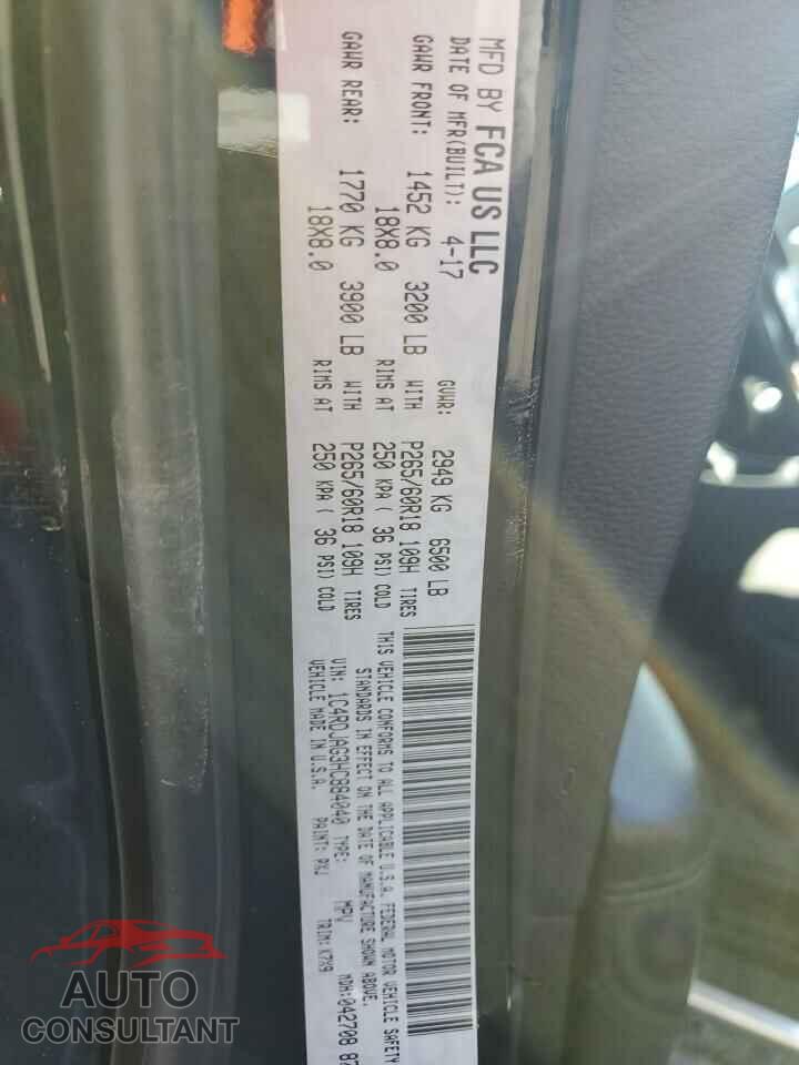 DODGE DURANGO 2017 - 1C4RDJAG3HC884040