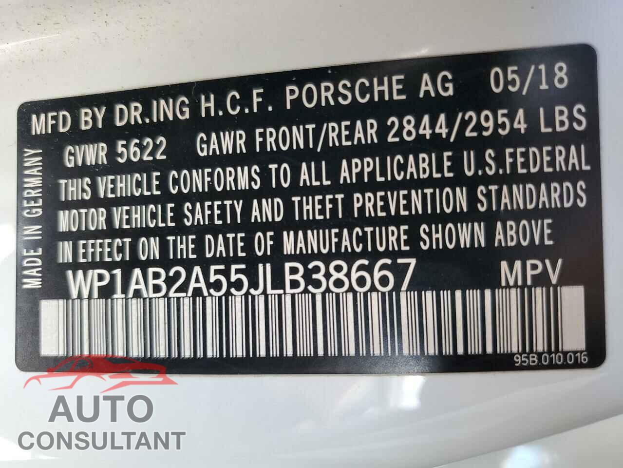 PORSCHE MACAN 2018 - WP1AB2A55JLB38667