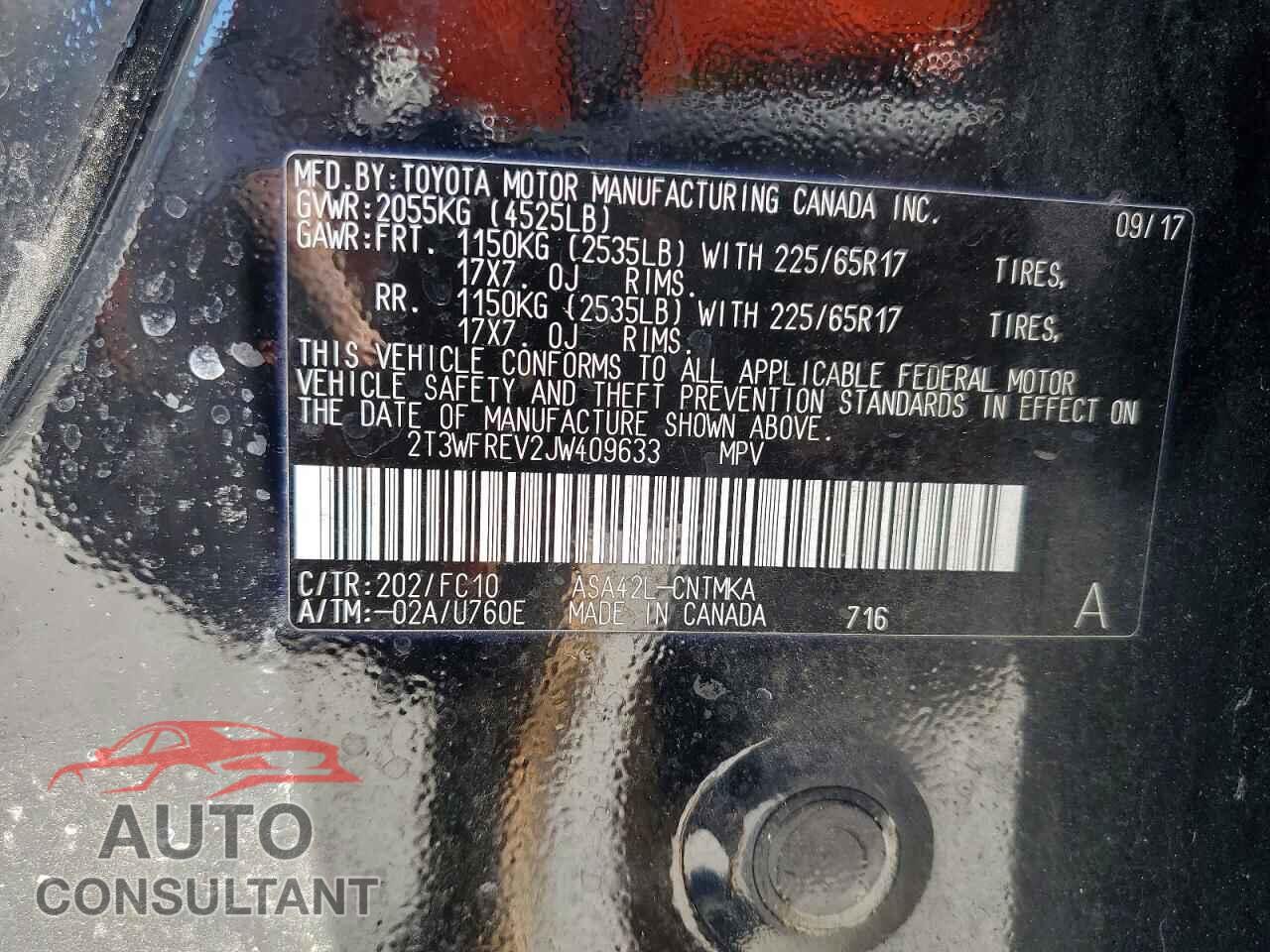 TOYOTA RAV4 2018 - 2T3WFREV2JW409633