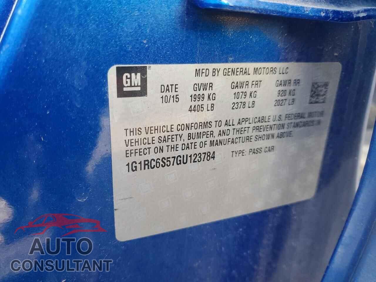 CHEVROLET VOLT 2016 - 1G1RC6S57GU123784