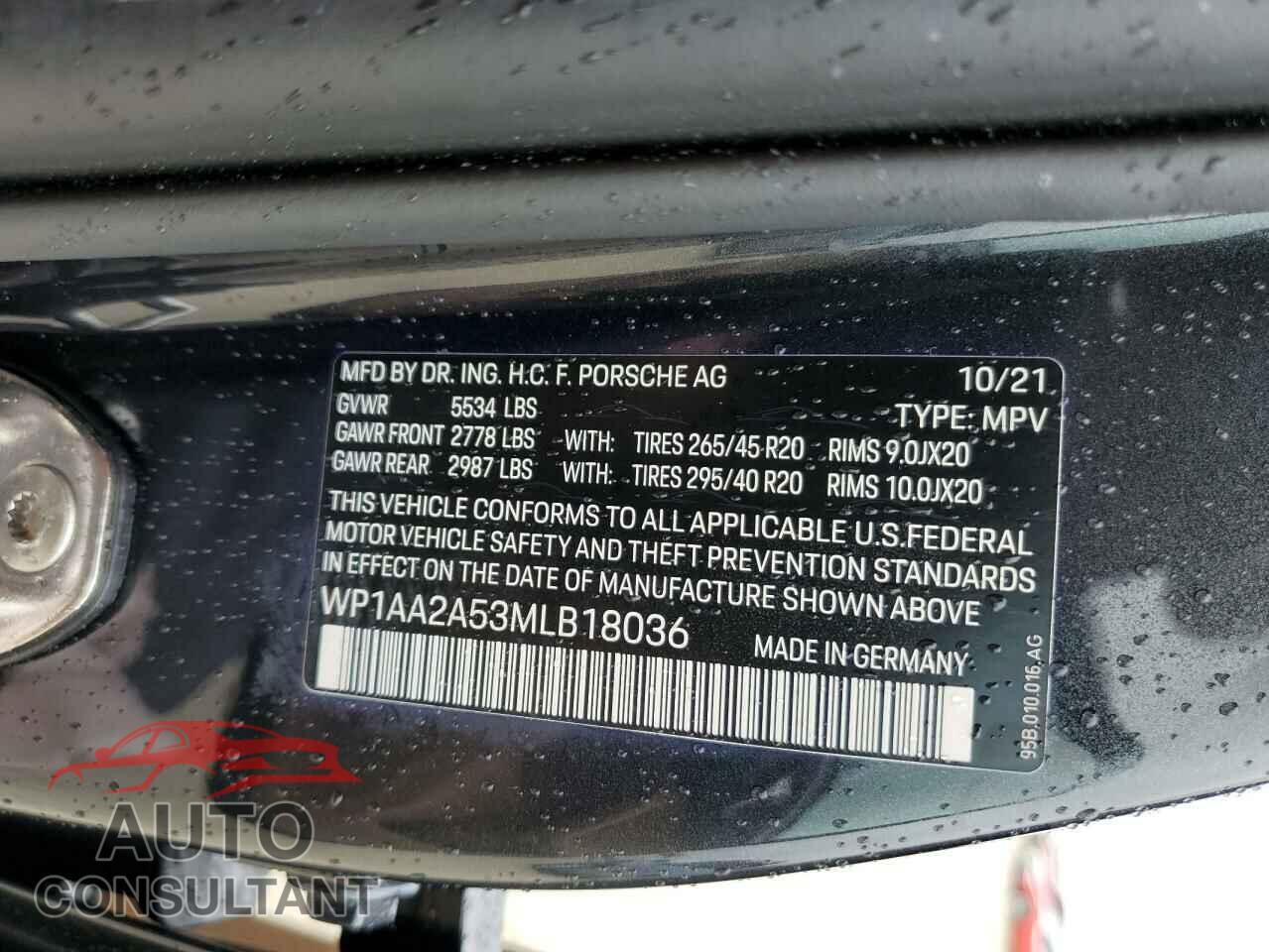 PORSCHE MACAN 2021 - WP1AA2A53MLB18036