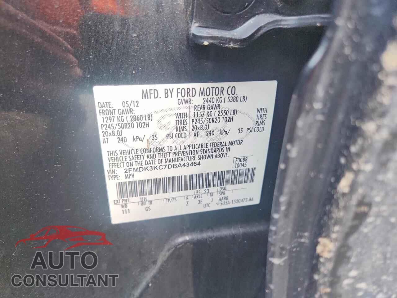 FORD EDGE 2013 - 2FMDK3KC7DBA43464