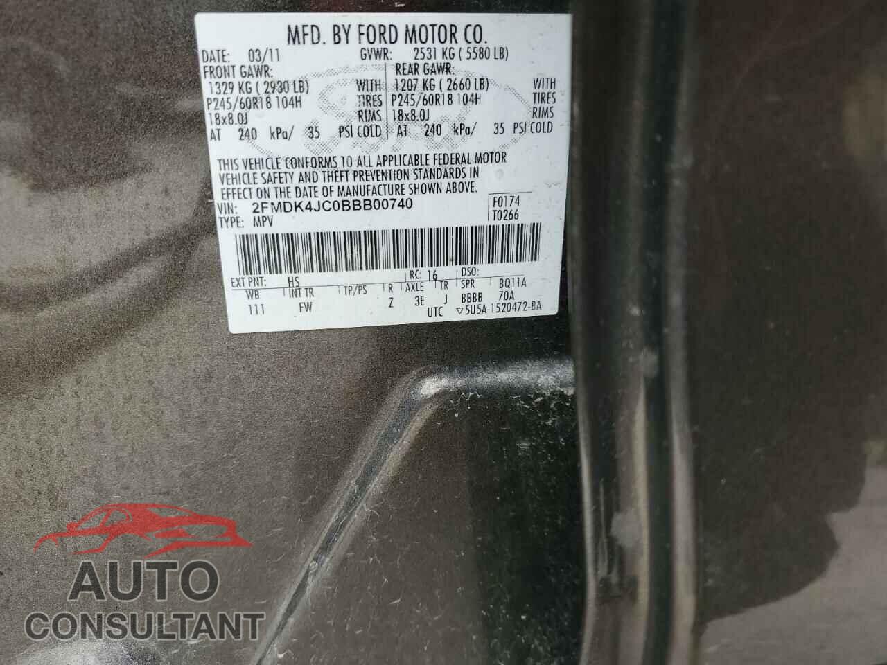 FORD EDGE 2011 - 2FMDK4JC0BBB00740