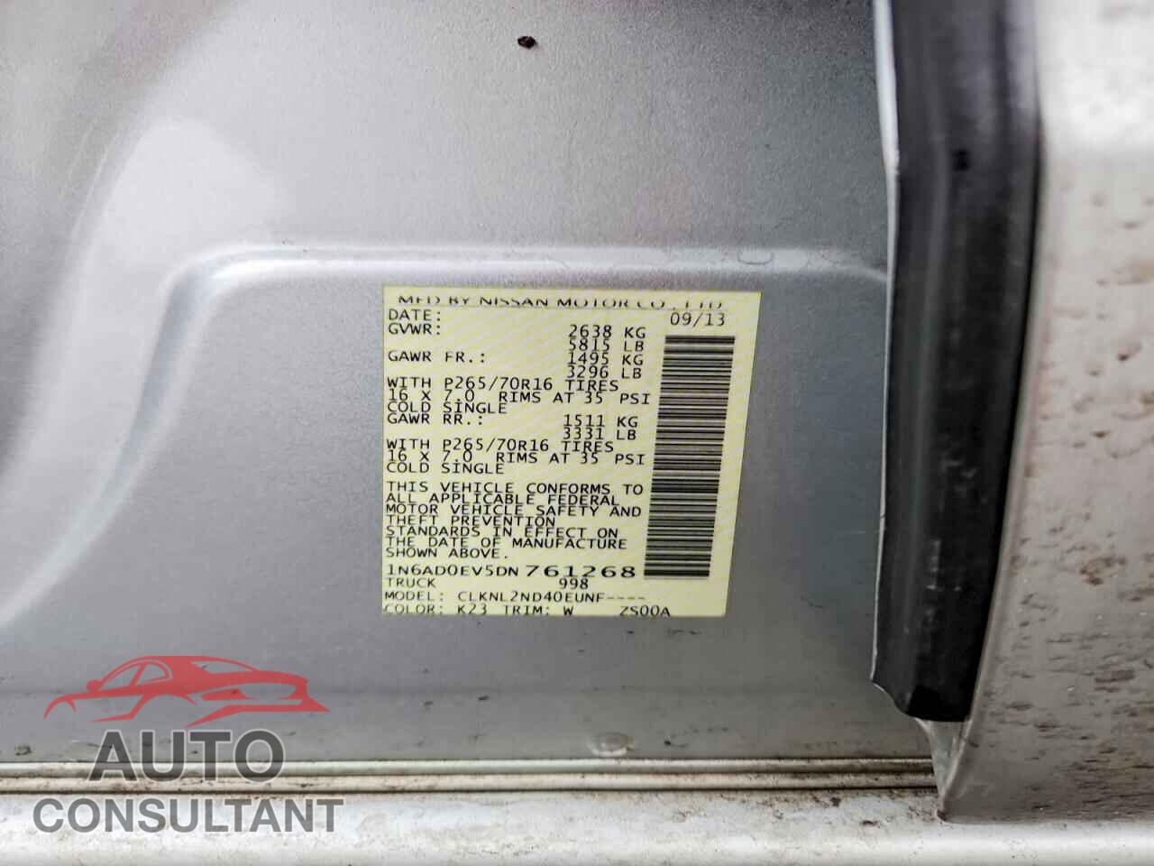 NISSAN FRONTIER 2013 - 1N6AD0EV5DN761268