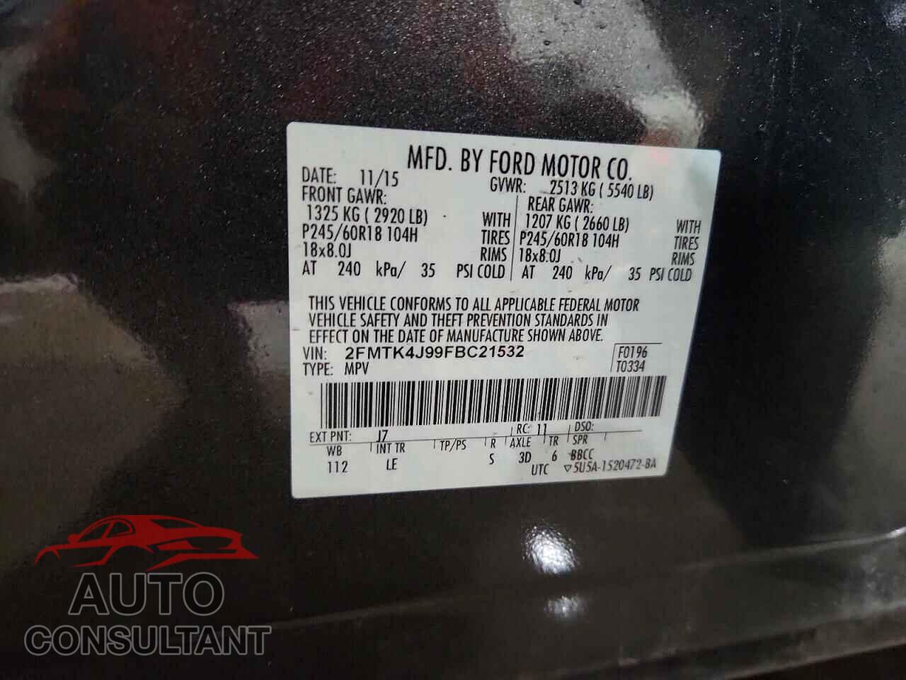 FORD EDGE 2015 - 2FMTK4J99FBC21532