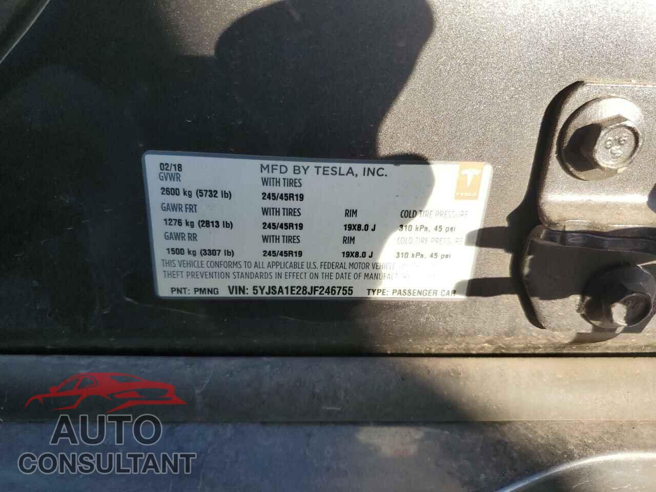 TESLA MODEL S 2018 - 5YJSA1E28JF246755