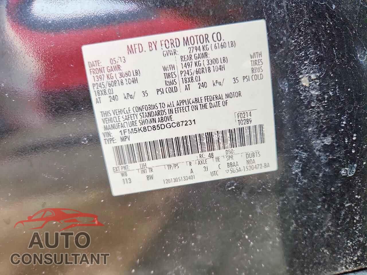 FORD EXPLORER 2013 - 1FM5K8D85DGC87231