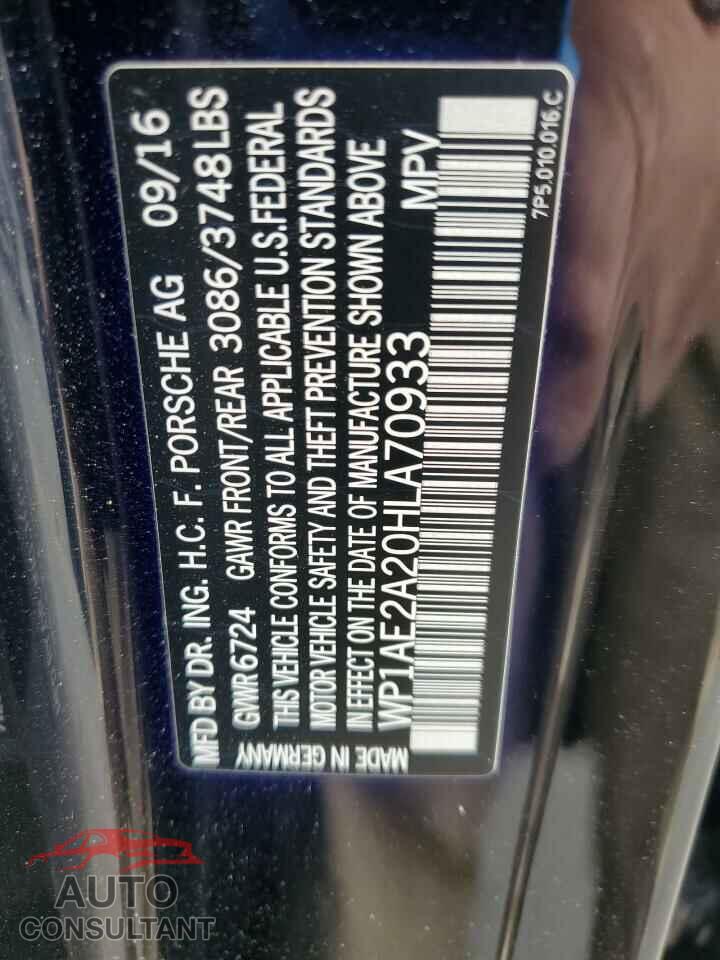 PORSCHE CAYENNE 2017 - WP1AE2A20HLA70933