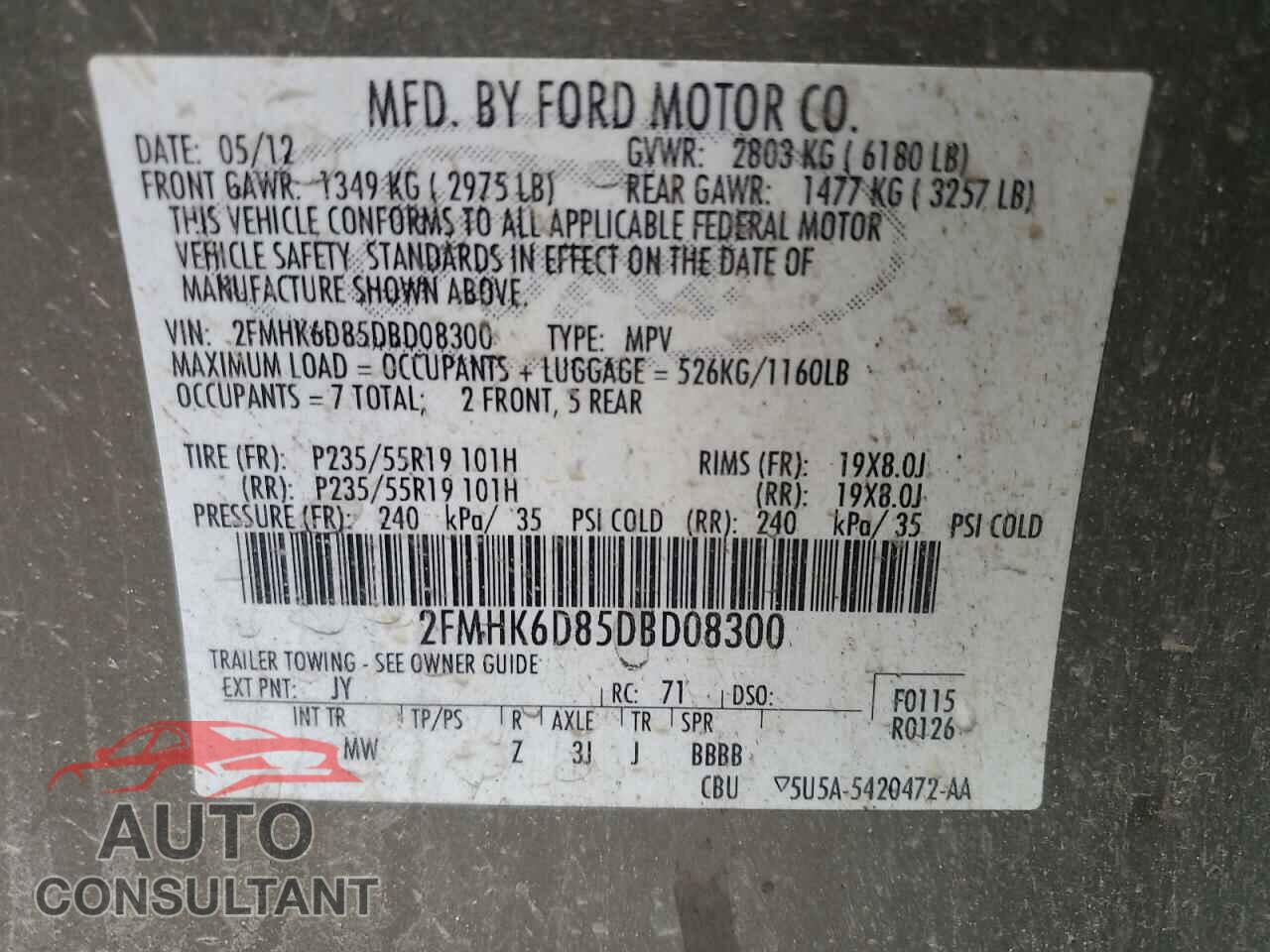 FORD FLEX 2013 - 2FMHK6D85DBD08300