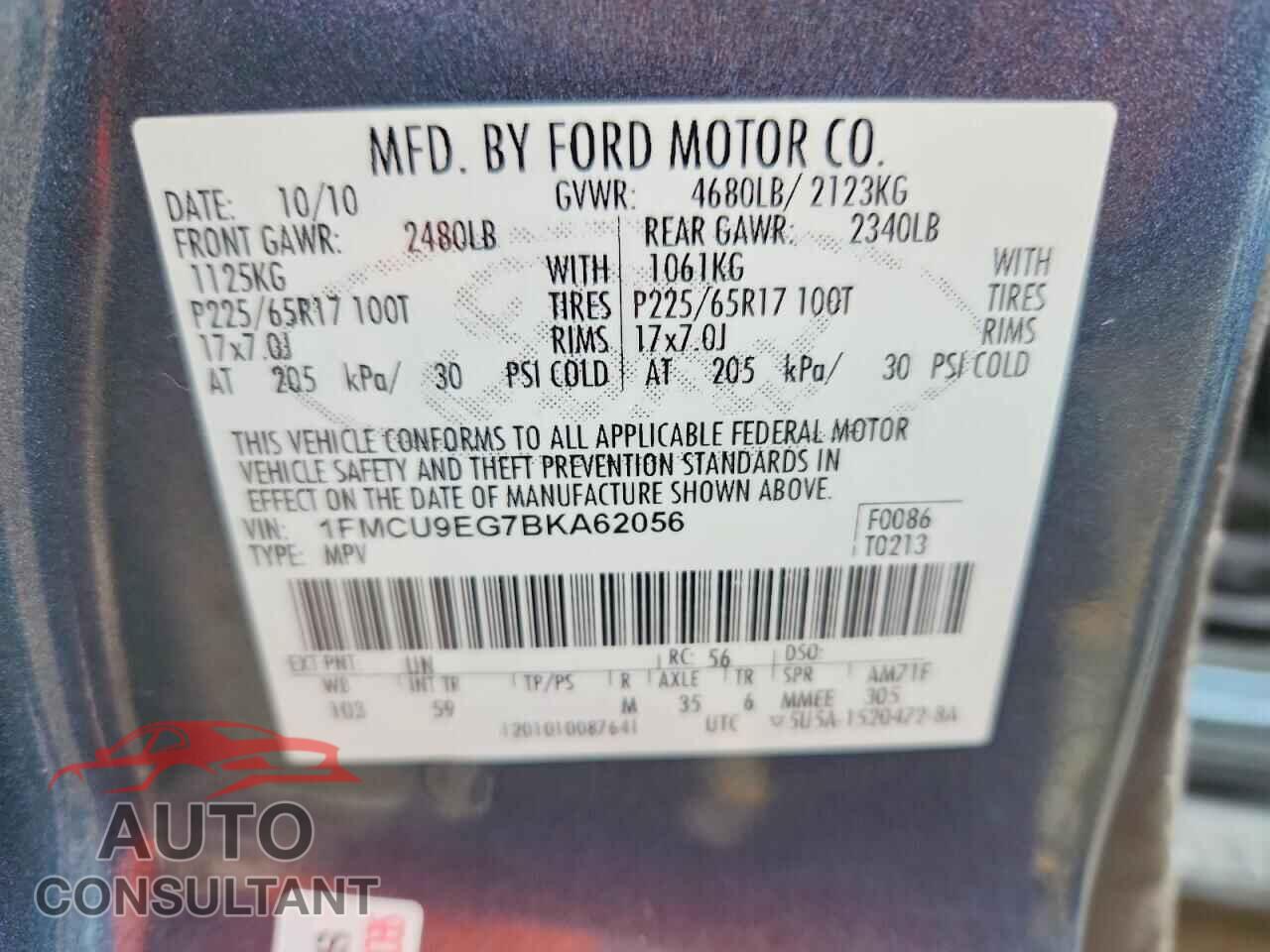 FORD ESCAPE 2011 - 1FMCU9EG7BKA62056