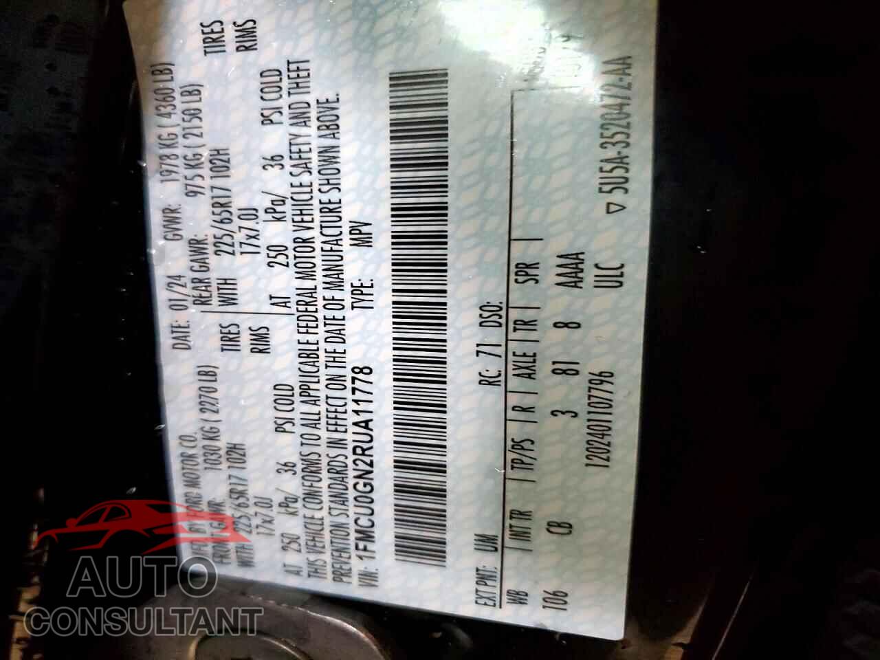 FORD ESCAPE 2024 - 1FMCU0GN2RUA11778