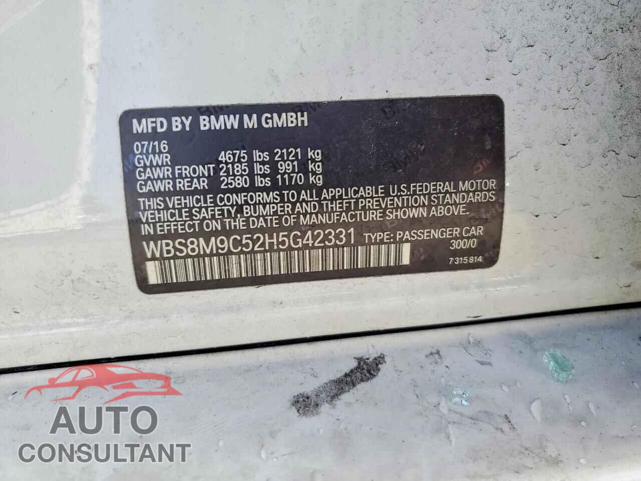 BMW M3 2017 - WBS8M9C52H5G42331