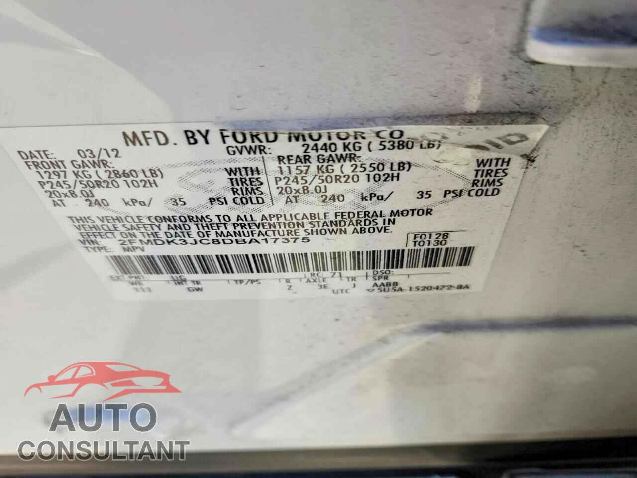 FORD EDGE 2013 - 2FMDK3JC8DBA17375